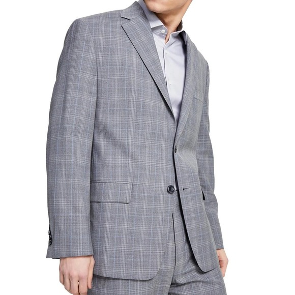 Michael Kors Plaid Blazer Sport Coat Modern Fit Gray Jacket Size 44S - Picture 1 of 10